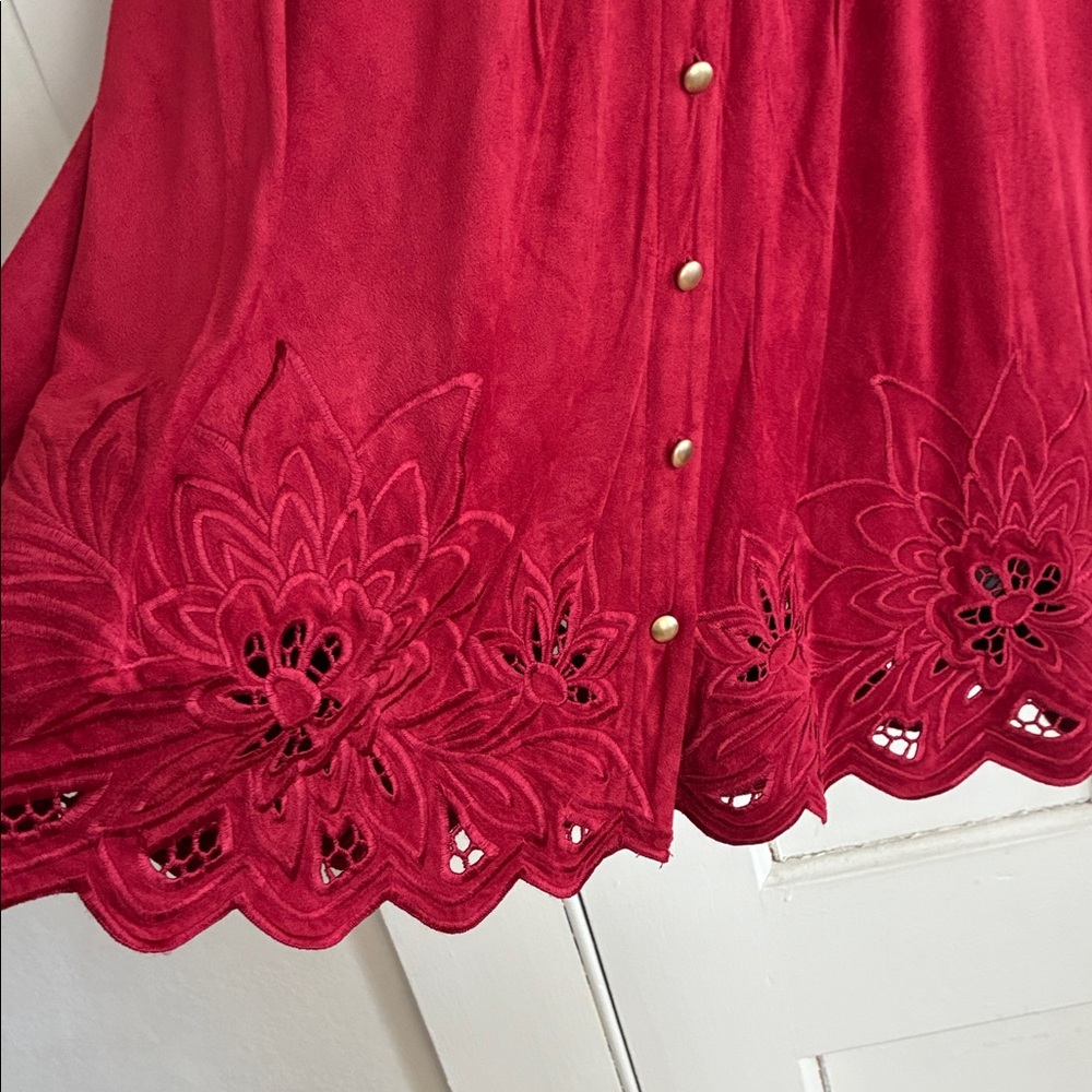 Ruby Rd. Rich Red Button-Up Blouse - Picture 5 of 8